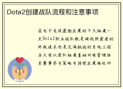 Dota2创建战队流程和注意事项